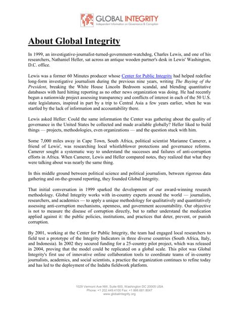 About Global Integrity Philippine Center For Investigative Journalism