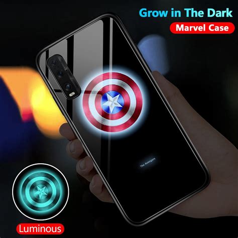 【luminous Glass Casing】oppo Find X2 Pro Marvel Avengers Phone Case Protective Cover Back Cases