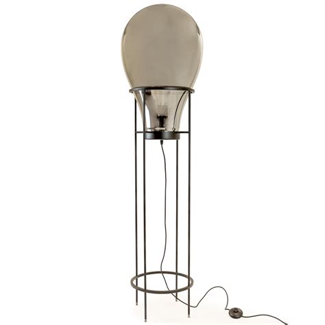 Large Smoked Glass Edison Lamp On Black Floor Stand Smoked Glass Light Black Floor Lamp