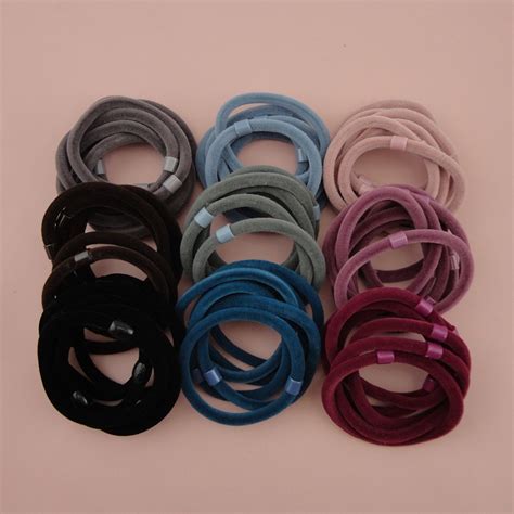 20pcs 5mm Assorted Colors Velvet Elastic Ponytail Holders Hair Bands