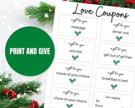 Christmas Love Coupons For Couples Coupon Book Instant Etsy