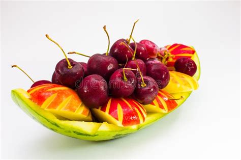 Fresh Fruit On Creative Bowl In Isolated Background Stock Photo Image