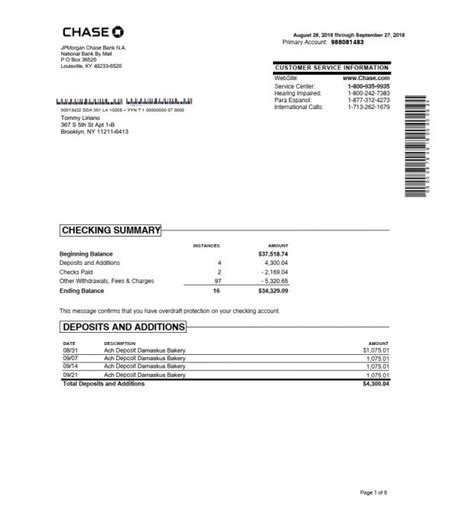 A bank statement helps account holders monitor their bank transactions and it's sent by a bank to account holders regularly. Bank Statement, Chase in 2020 | Bank statement, Statement ...