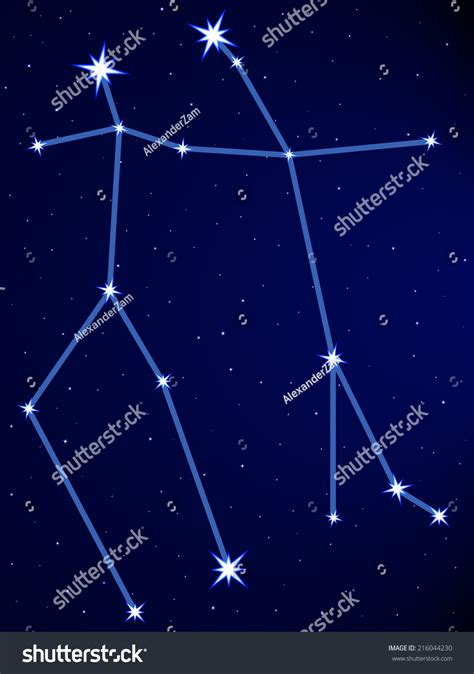 Gemini Constellation On Starry Sky Stock Illustration 216044230