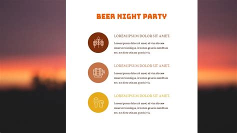 With over 95k downloads, this mockups proves its quality and ease of use. Beer Night Party Google Presentation Slides|Food