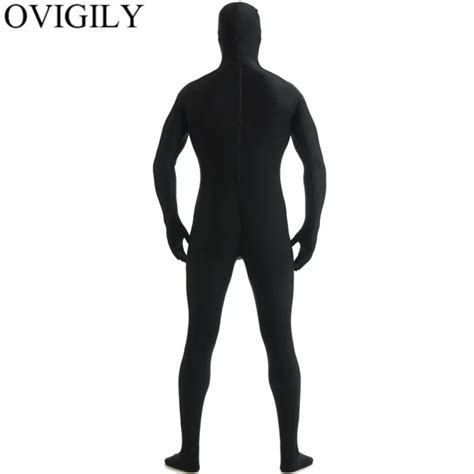 Ovigily Black Mens Lycra Cosplay Zentai Suit Open Face Full Body Suit