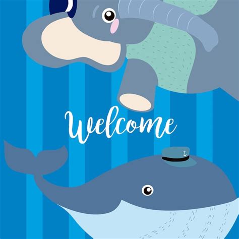 Premium Vector Welcome Card With Funny Animals Cartoons