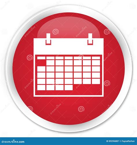 Erstklassiger Roter Runder Knopf Der Kalenderikone Stock Abbildung