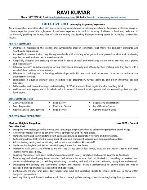 Executive Chef Resume Examples And Template With Job Winning Tips