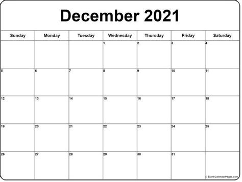Free Monthly Calendar December 2021 in 2021 | Monthly calendar, Free monthly calendar, 2021 calendar