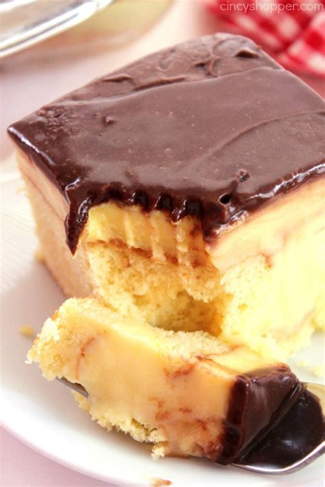 Boston cream pie poke cake is a great potluck dessert; Boston Cream Poke Cake - CincyShopper