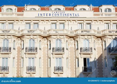 Luxury Hotel Intercontinental Carlton Facade In Cannes Editorial