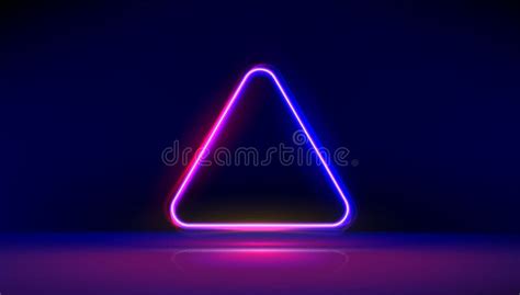 Round Corner Neon Glowing Triangle With Reflections On The Floor