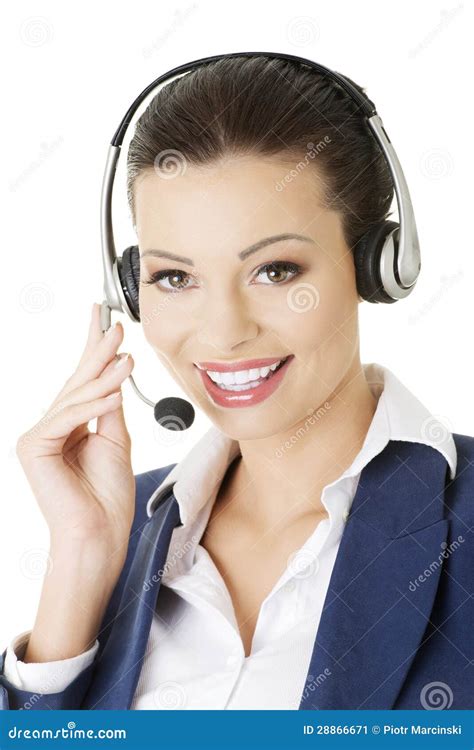 Beautiful Young Call Center Assistant Smiling Stock Image Image Of