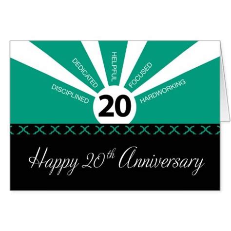 Finding good work anniversary wishes or happy work anniversary quotes to. 20th Year Business Employee Anniversary, Green Card ...