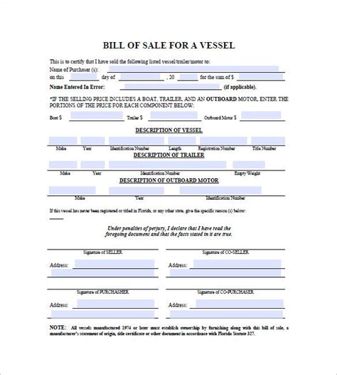 Boat Bill Of Sale 10 Free Word Excel Pdf Format Download Free