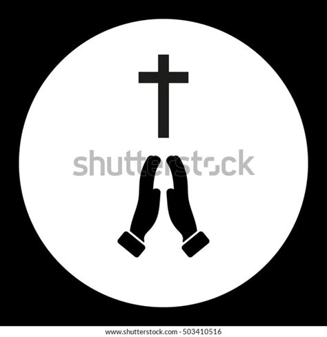 Black Isolated Religion Cross Praying Hands Stock Vector Royalty Free