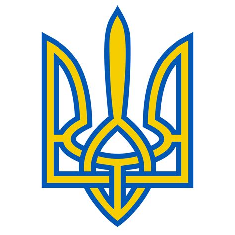 Coat Arms Ukraine Trident Yellow Blue Flag Coat Arms Symbol Ukraine
