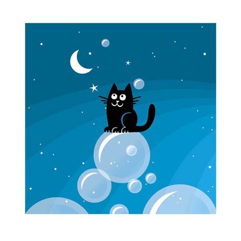 Cat Over The Moon Cats Illustration Black Cat Art Cat Artwork