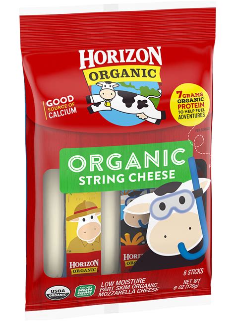 See nutrition panel for fat and saturated fat content. Horizon Organic Mozzarella String Cheese