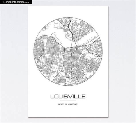 Louisville Map Print City Map Art Of Louisville Kentucky Etsy