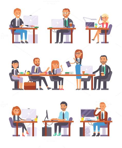 People Working In Busy Office Vector Creativework247 Graphics