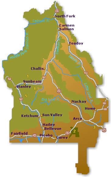 Central Idaho Map Go Northwest A Travel Guide