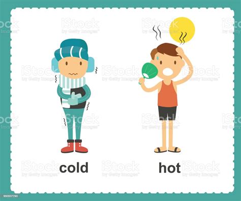 Opposite English Words Cold And Hot Vector Illustration Stock