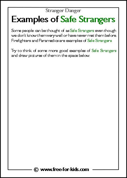 Printable Stranger Danger Worksheets Page 1 Of 2