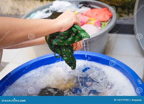 Female Hand Washing Laundry At Home Stock Image Image Of Working