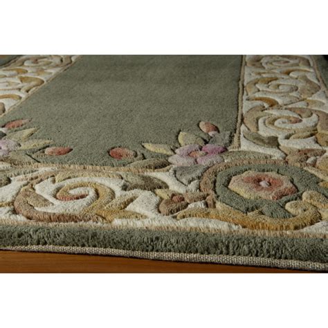 Aubusson Floral Border Hand Tufted Wool Area Rug 23 X 12 Ebay