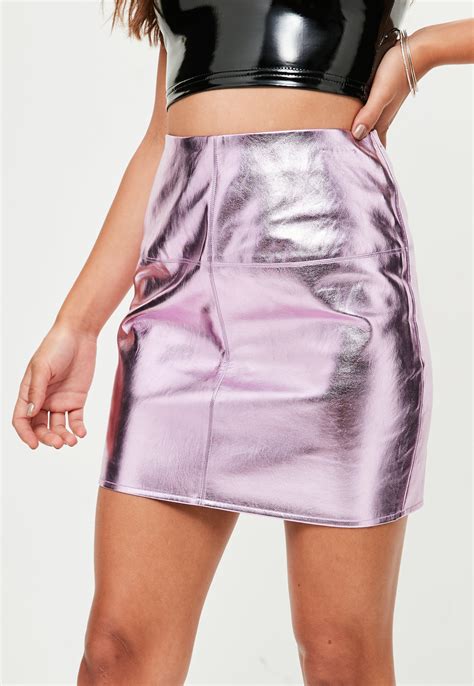 Missguided Pink Metallic Mini Skirt Lyst