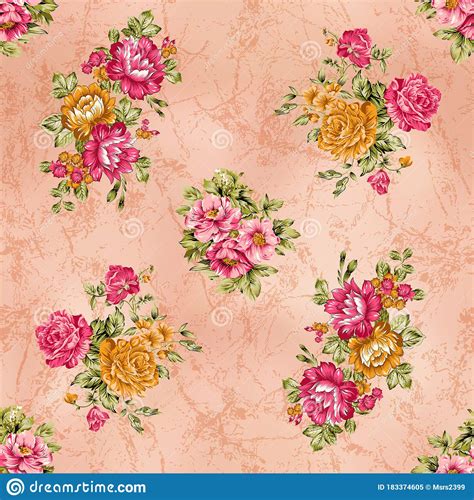 Seamless Vintage Flower Pattern Floral Design With Digital Background