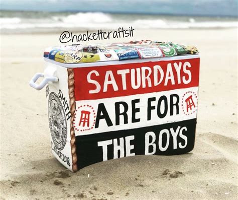 Saturday’s are for the boys hand painted cooler | Hand painted coolers