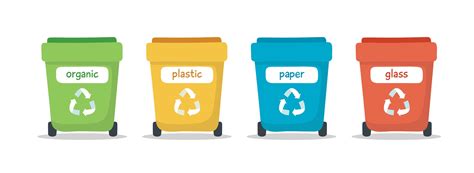 Waste Sorting Illustration With Different Colorful Garbage Bins