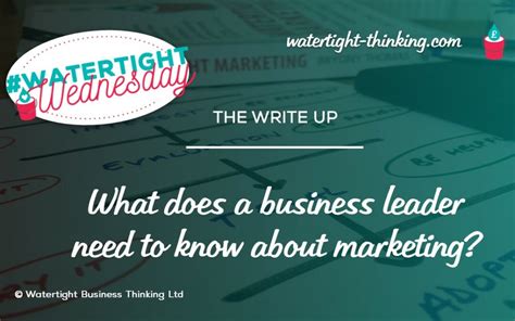 What Does A Business Leader Need To Know About Marketing Watertight Thinking