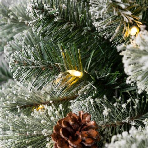 Home Heritage Flocked 7 Ft Prelit Artificial Half Christmas Tree W
