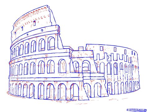 How To Draw The Colosseum Step By Step Famous Places Landmarks