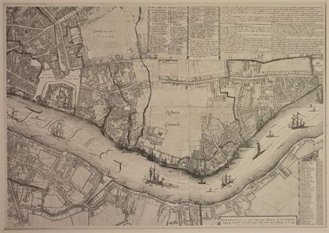Sectional Map Of 17th Century London From The Tower To Shadwell Map