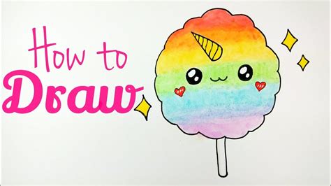 How To Draw Unicorn Cotton Candy Cotton Candy Easy And Cute Drawing
