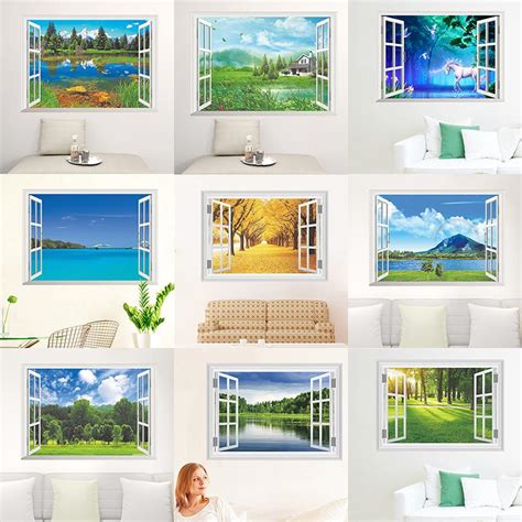 Nature Landscape 3d Window View Wall Stickers For Living