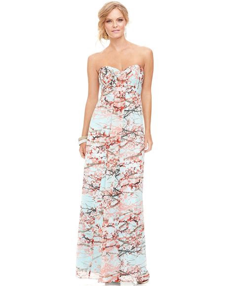 Jessica Simpson Dress Strapless Printed Sweetheart Gown Womens