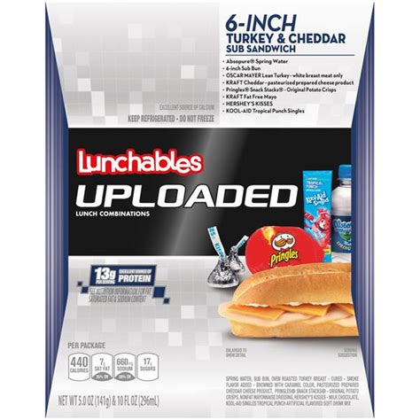 lunchables uploaded 6 inch turkey and cheddar sub sandwich lunch combination with spring water