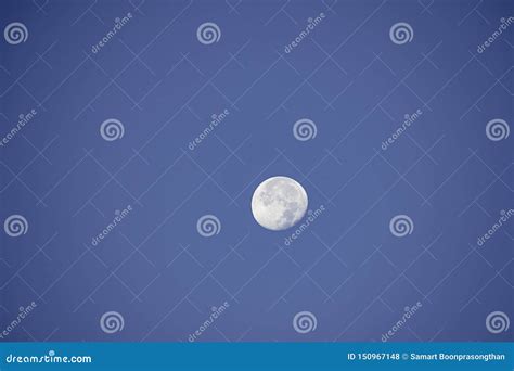 Full Moon In Daylight On The Bright Sky Stock Photo Image Of Dusk