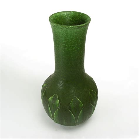 Grueby Faience Pottery Tall Leaf Vase — Jmw Gallery