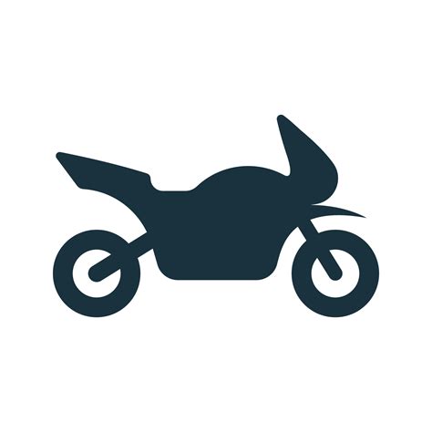 Black Motorcycle Silhouette Icon Motor Bike Transport Glyph Pictogram