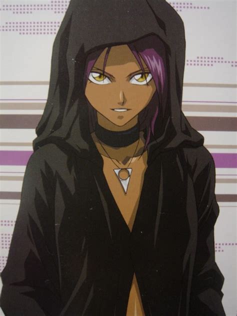 Image Anime Dark Skinned Purple Hair Gold Yellow Eyes