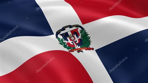 Bandera De República Dominicana En El Viento Fotografía De Stock