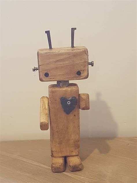 Wooden Robot Rustic Wood Model Robot Toy Figurine Desk Top Toy Etsy