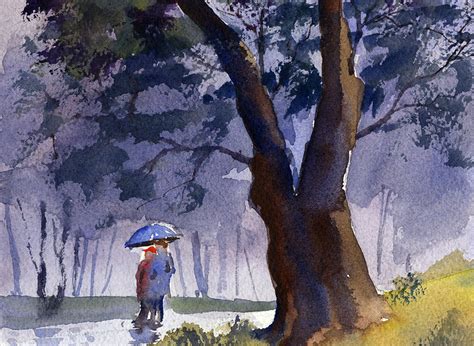 Simple Landscape With Tree Watercolor Painting Lesson Watercolor